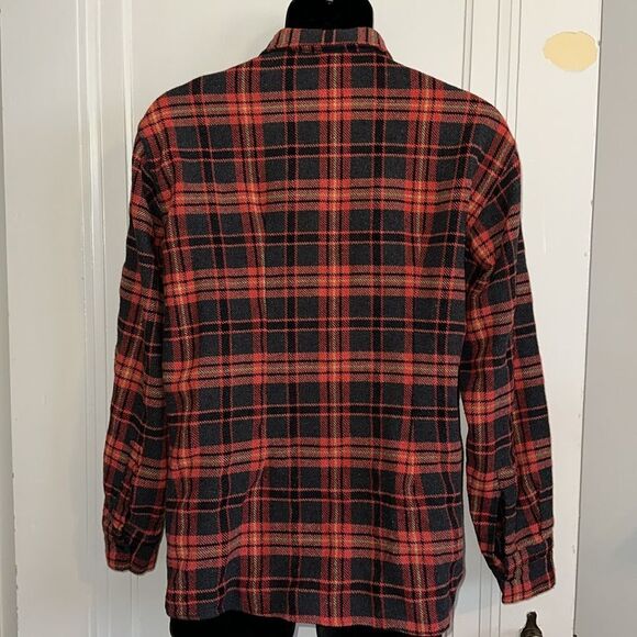 Vintage 60s/70s Misto Lana red, black & tan plaid thick shirt or jacket - Picture 5 of 7